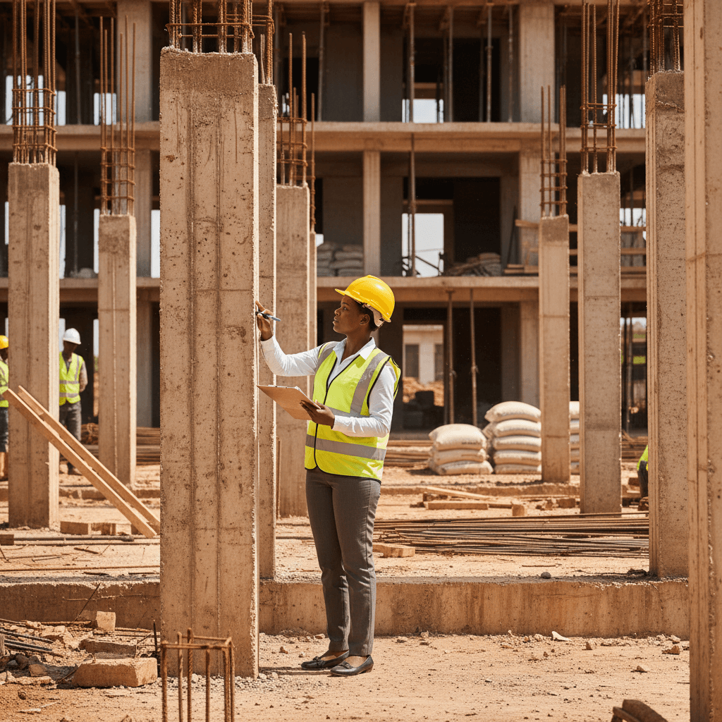 Construction site inspection in Nairobi showing progress monitoring