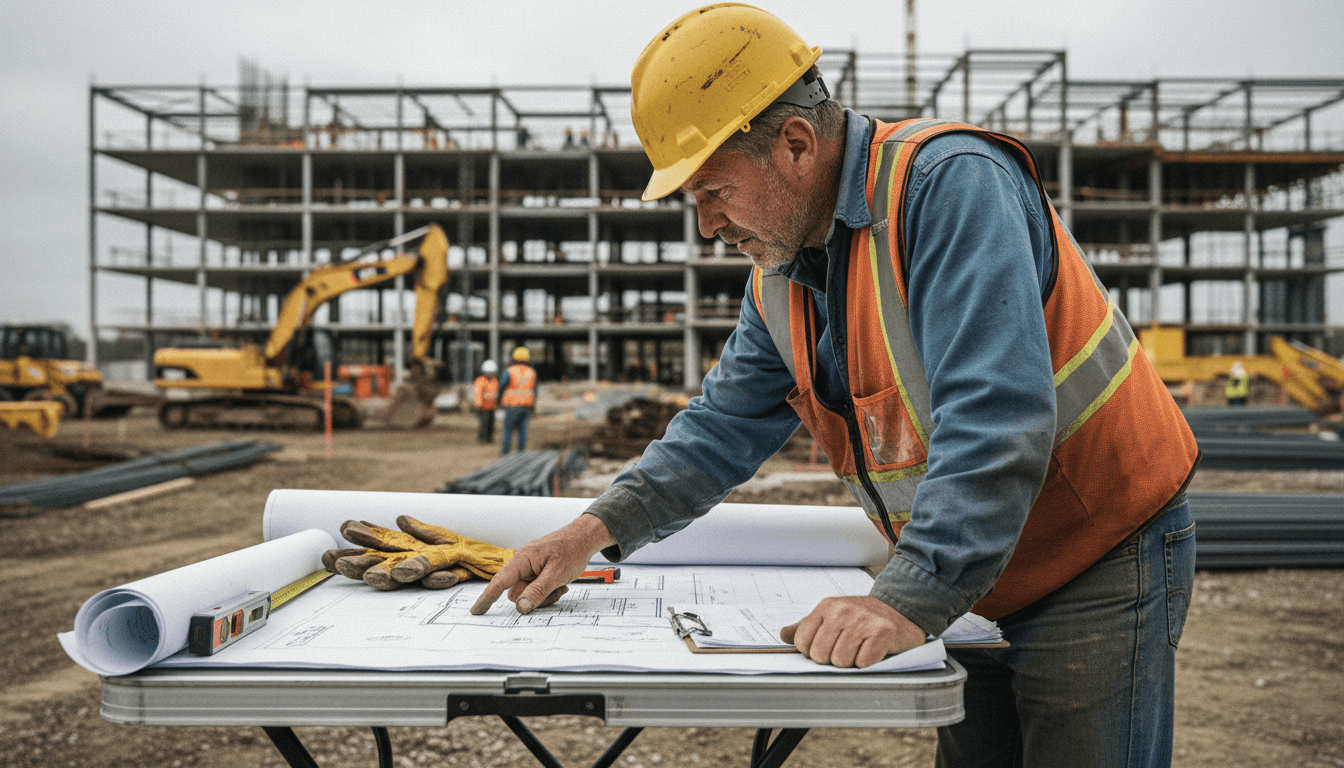 Local construction consultant reviewing building plans